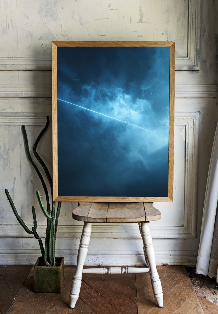 Blue Light Beam Abstract Poster. room preview