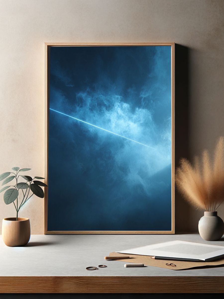 Blue Light Beam Abstract Poster. — room view 2
