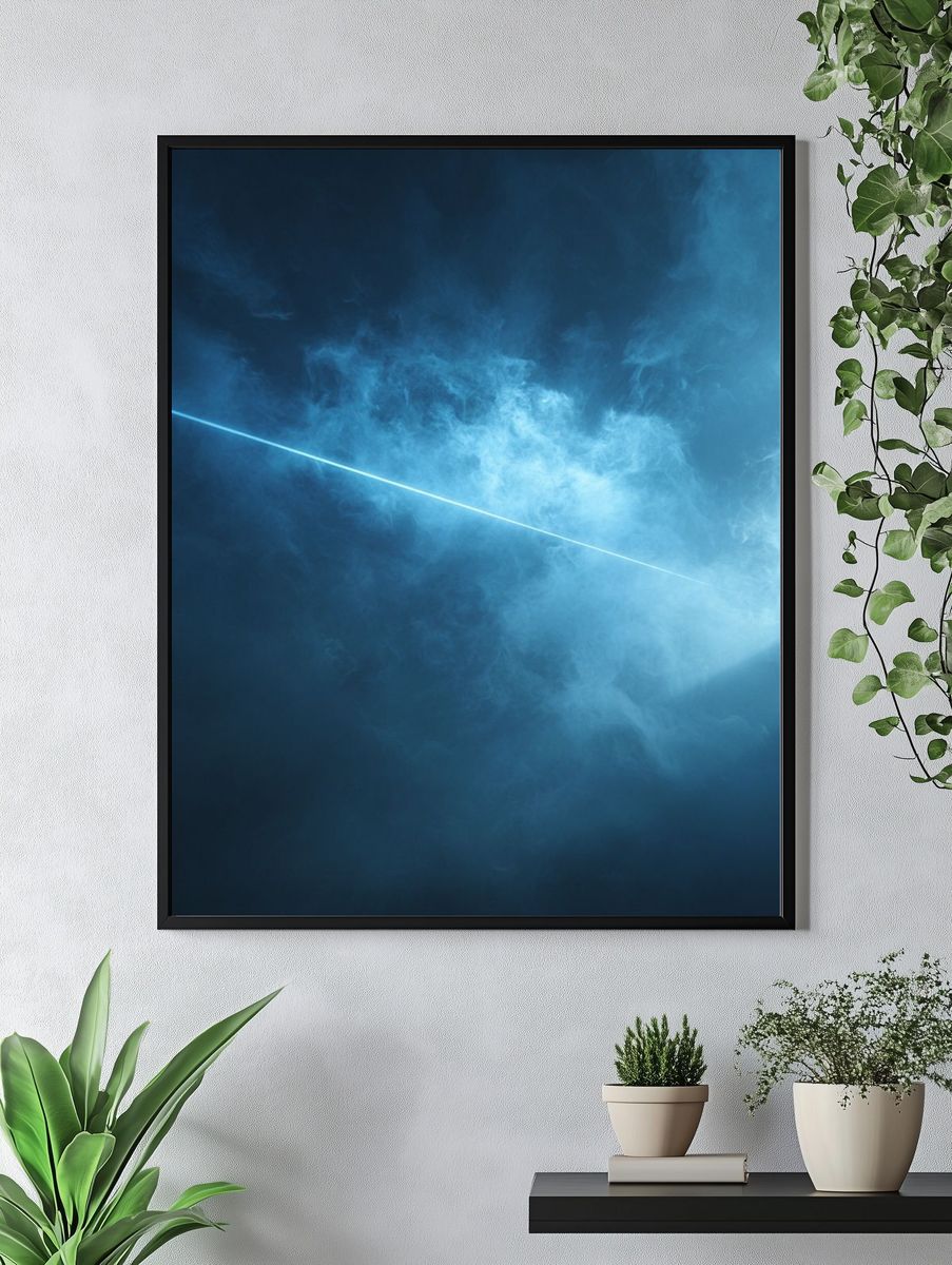 Blue Light Beam Abstract Poster. — room view 4