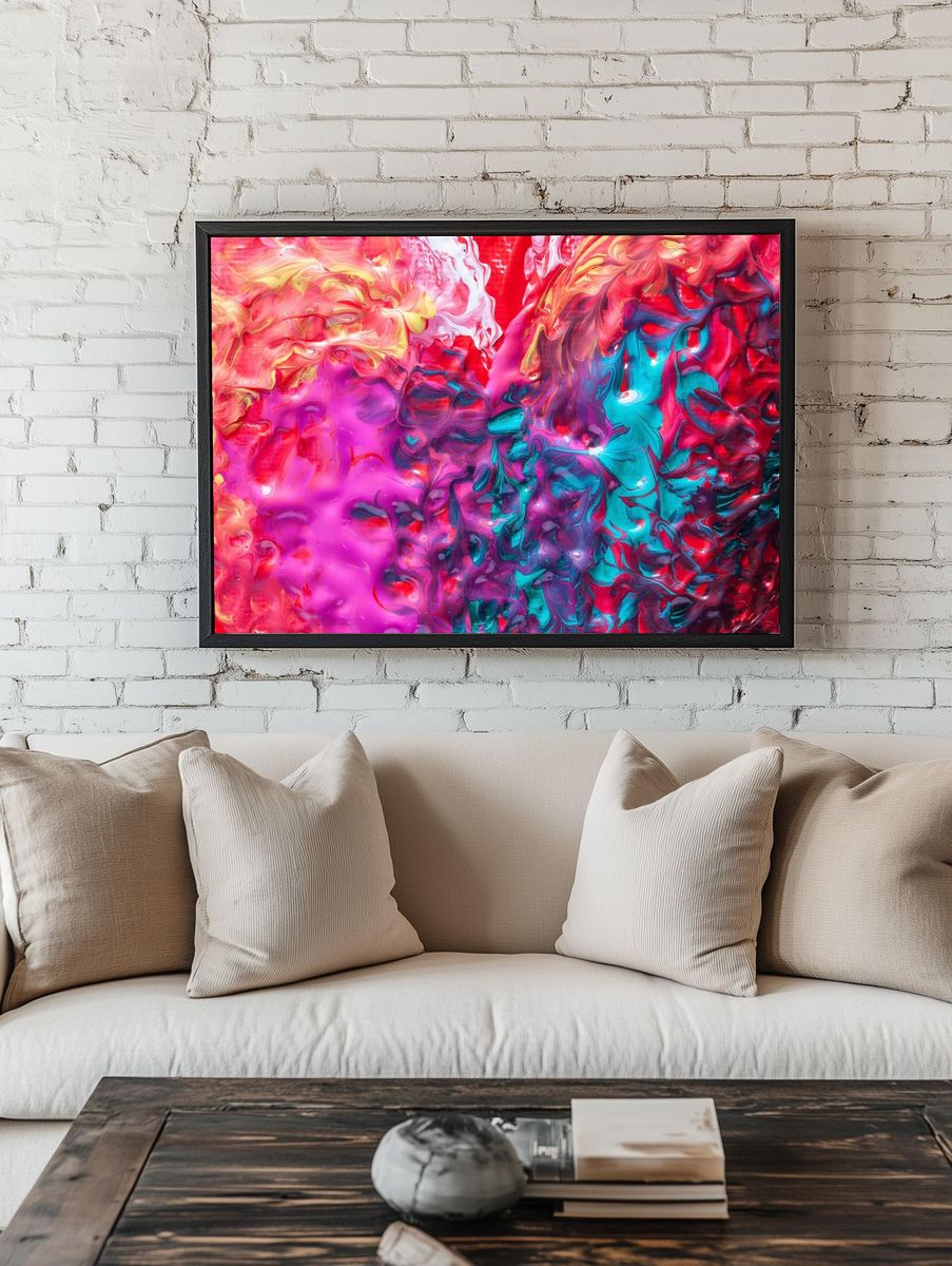 Abstract liquid paint, free public. room preview