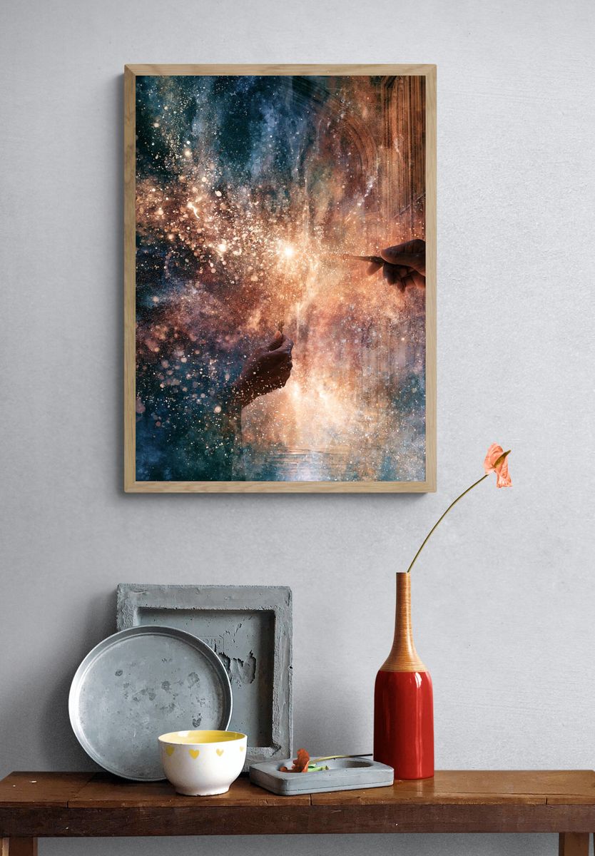 Cosmic Spark Abstract Print. — room view 3