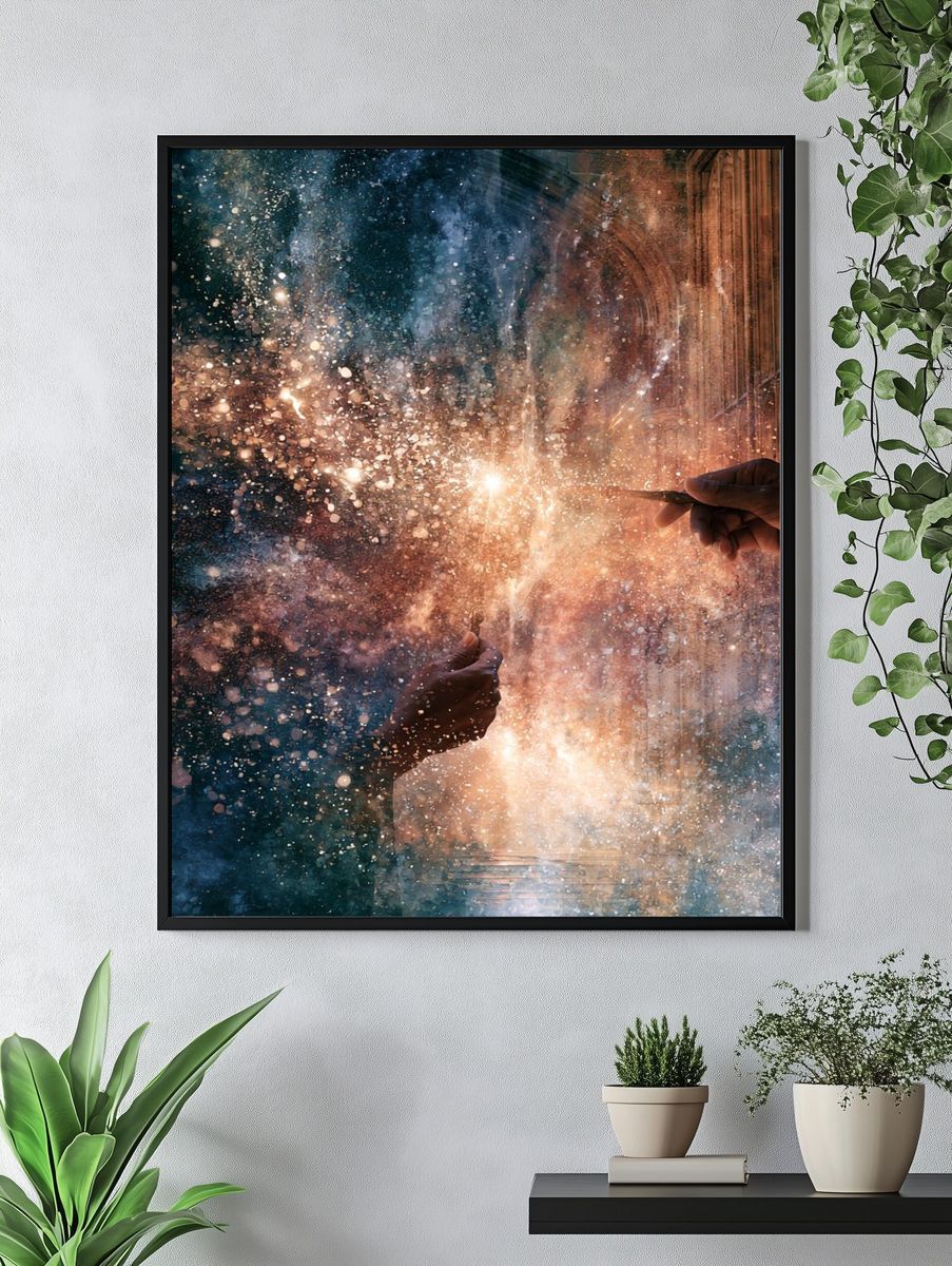 Cosmic Spark Abstract Print. — room view 4