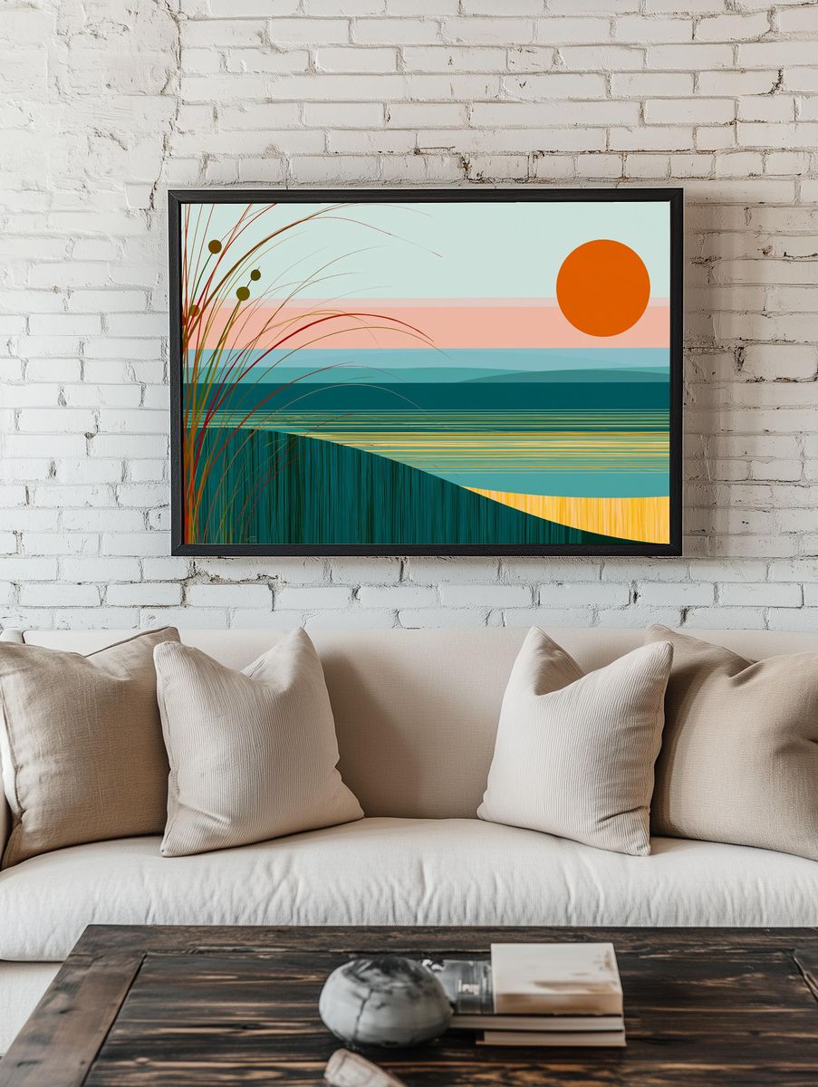 Sunset Horizon Abstract Poster. room preview
