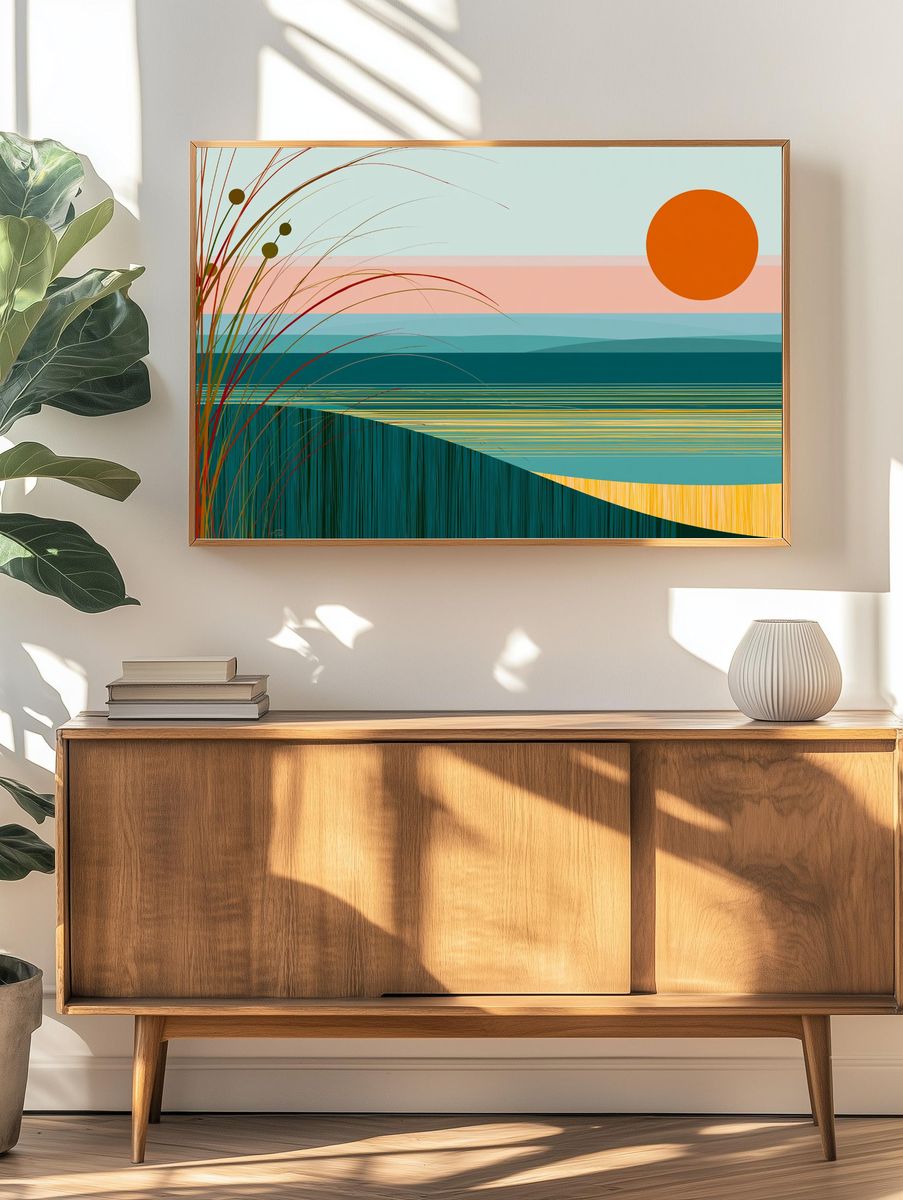 Sunset Horizon Abstract Poster. — room view 3