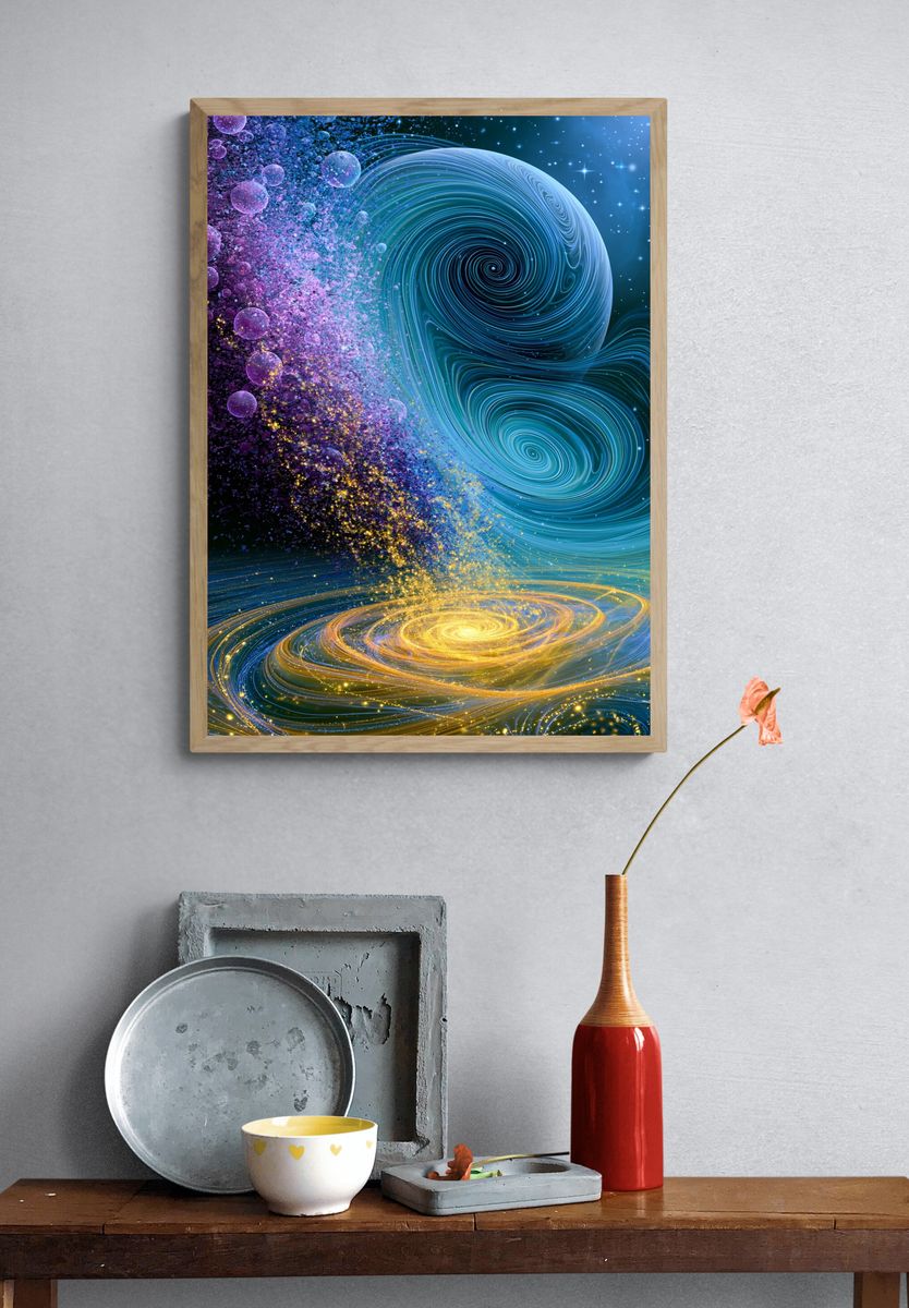 Cosmic Spiral Galaxy Abstract Print. — room view 3