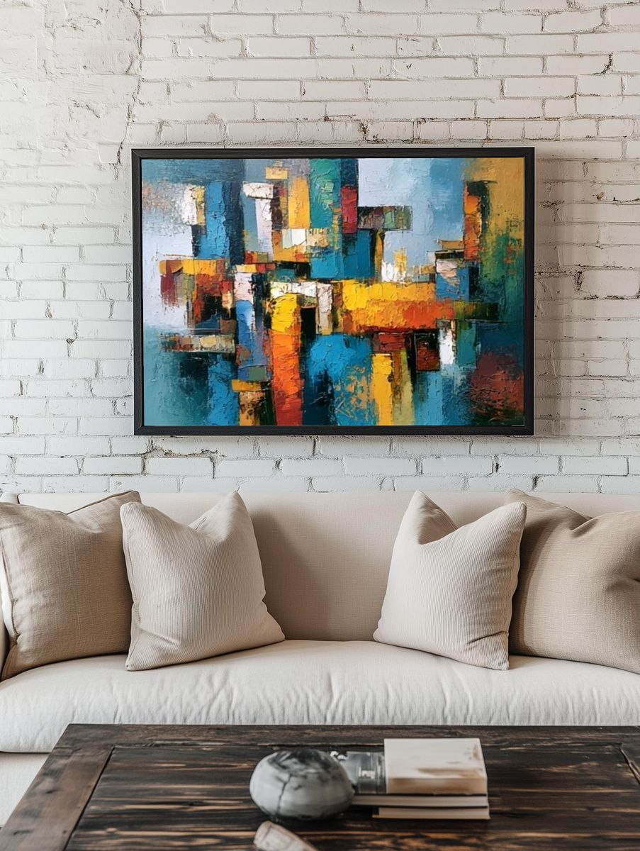 Colorful Geometric Abstract Poster. — room view 1