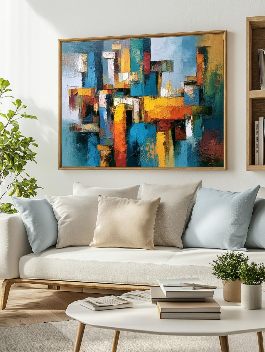 Colorful Geometric Abstract Poster. — room view 2