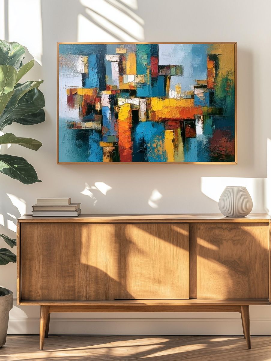Colorful Geometric Abstract Poster. — room view 3