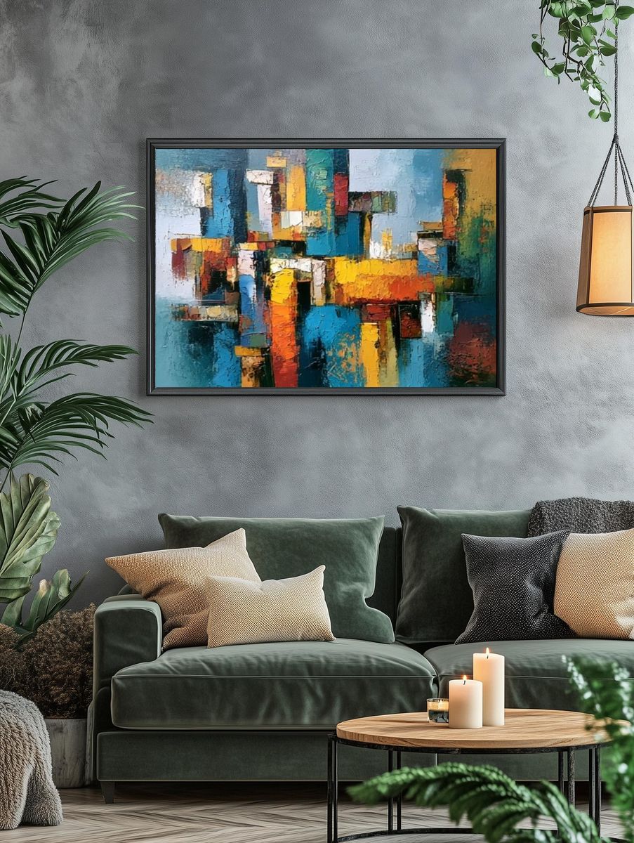 Colorful Geometric Abstract Poster. — room view 4