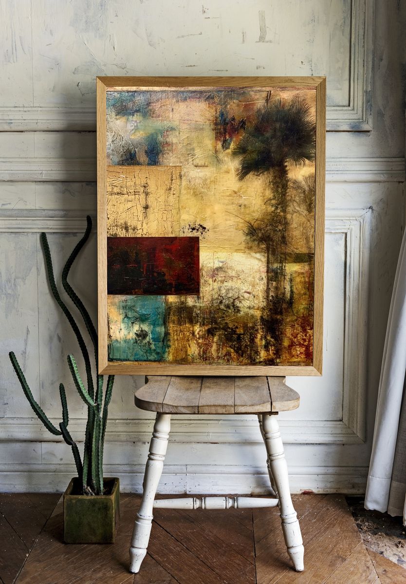 Tropical Collage Abstract Print. — room view 1