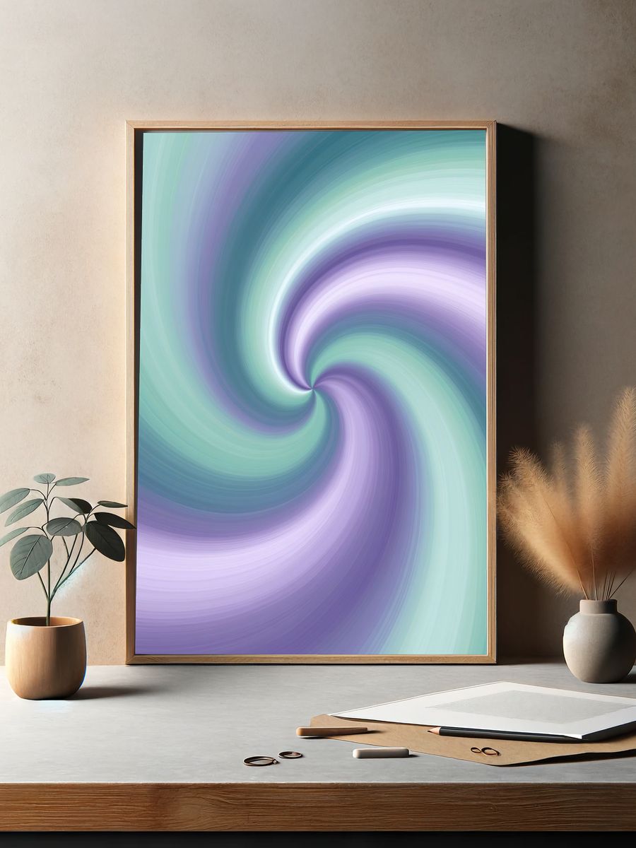 Pastel Spiral Abstract Poster. — room view 2