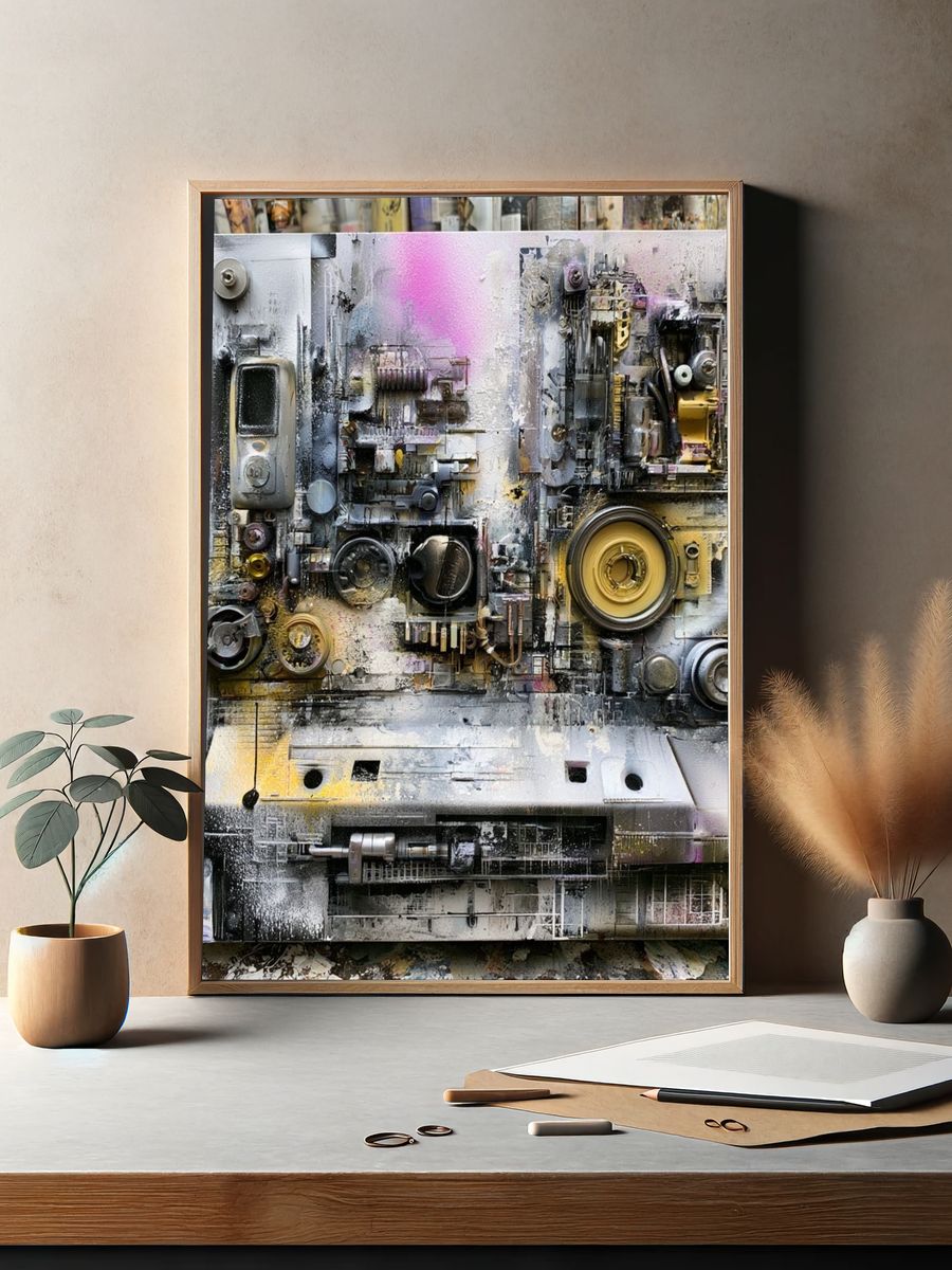 Industrial Abstract Texture Poster. — room view 2