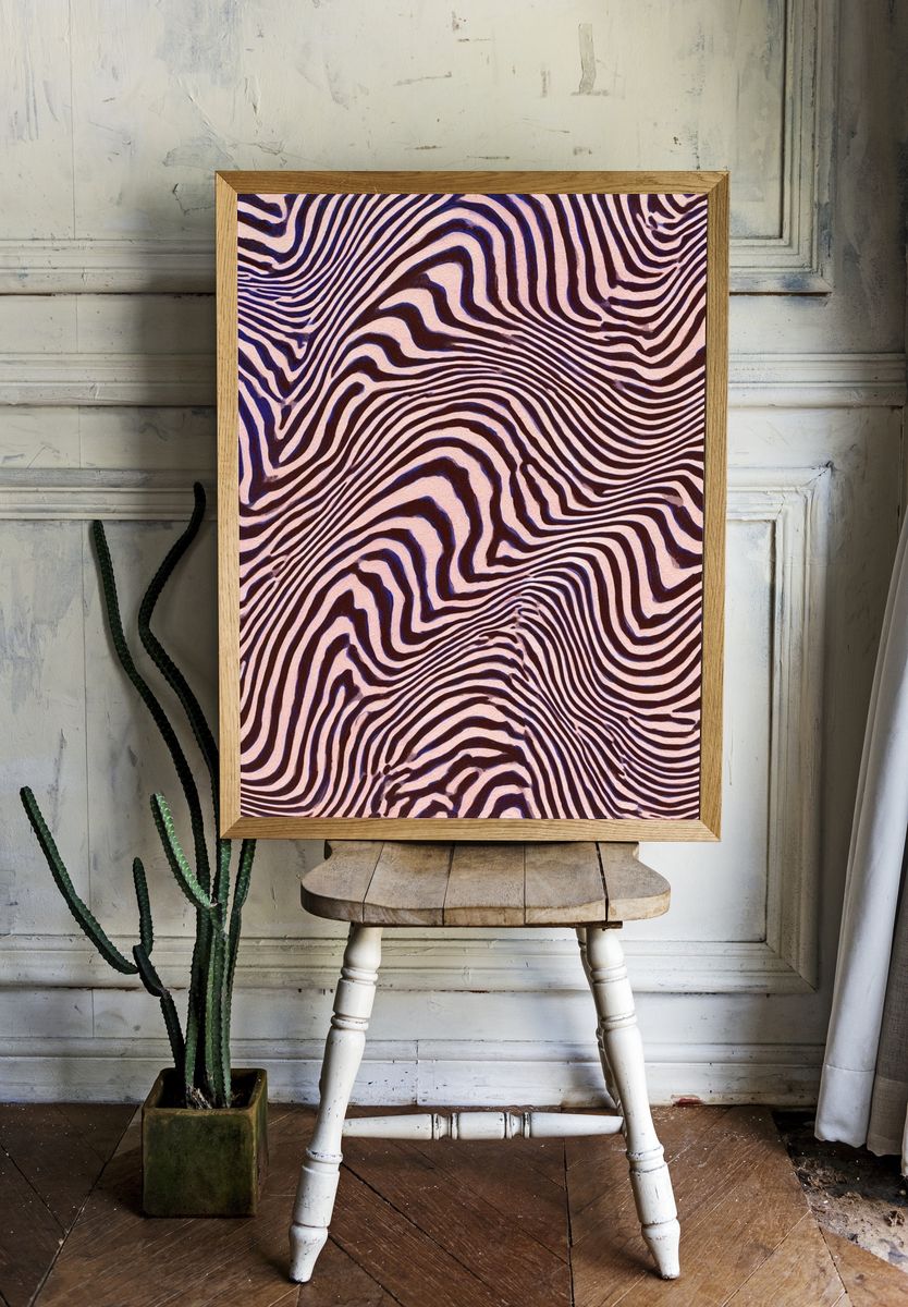 Zebra Wave Abstract Poster. room preview
