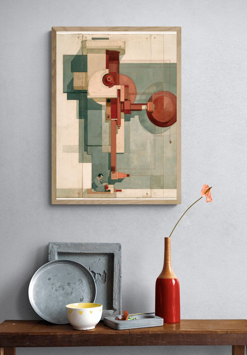 Geometric Surrealist Composition Poster. — room view 3