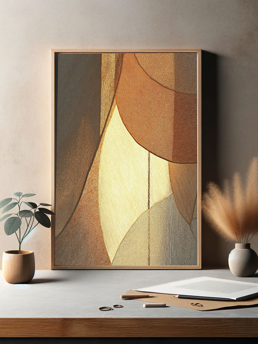 Warm Linen Abstract Poster. — room view 2