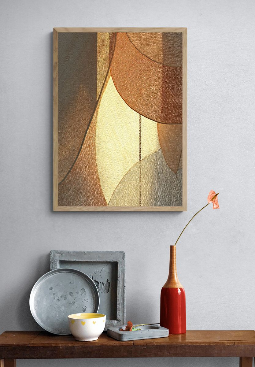 Warm Linen Abstract Poster. — room view 3