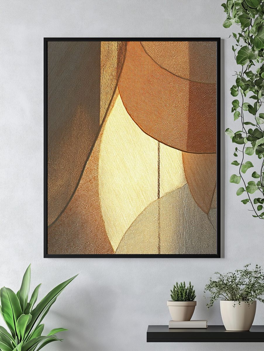 Warm Linen Abstract Poster. — room view 4