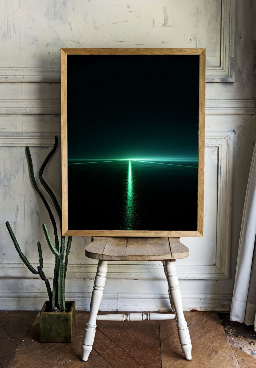 Neon Horizon Abstract Poster. room preview