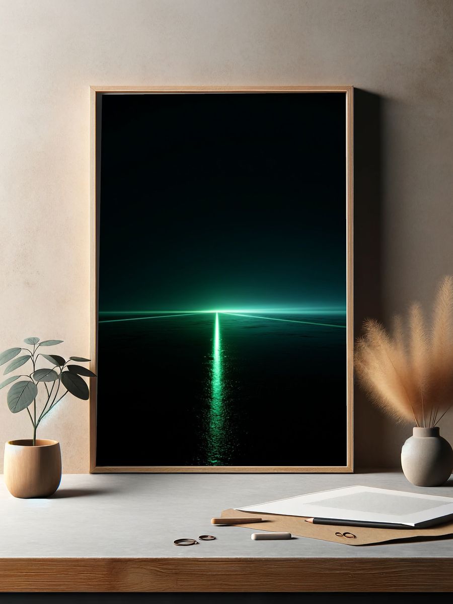 Neon Horizon Abstract Poster. — room view 2