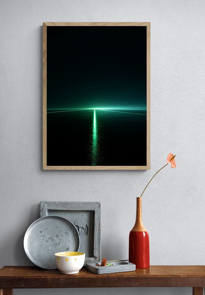 Neon Horizon Abstract Poster. — room view 3