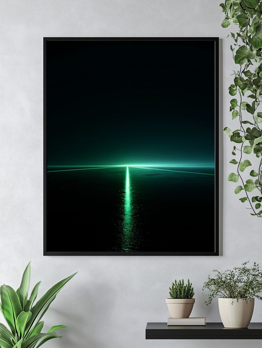 Neon Horizon Abstract Poster. — room view 4