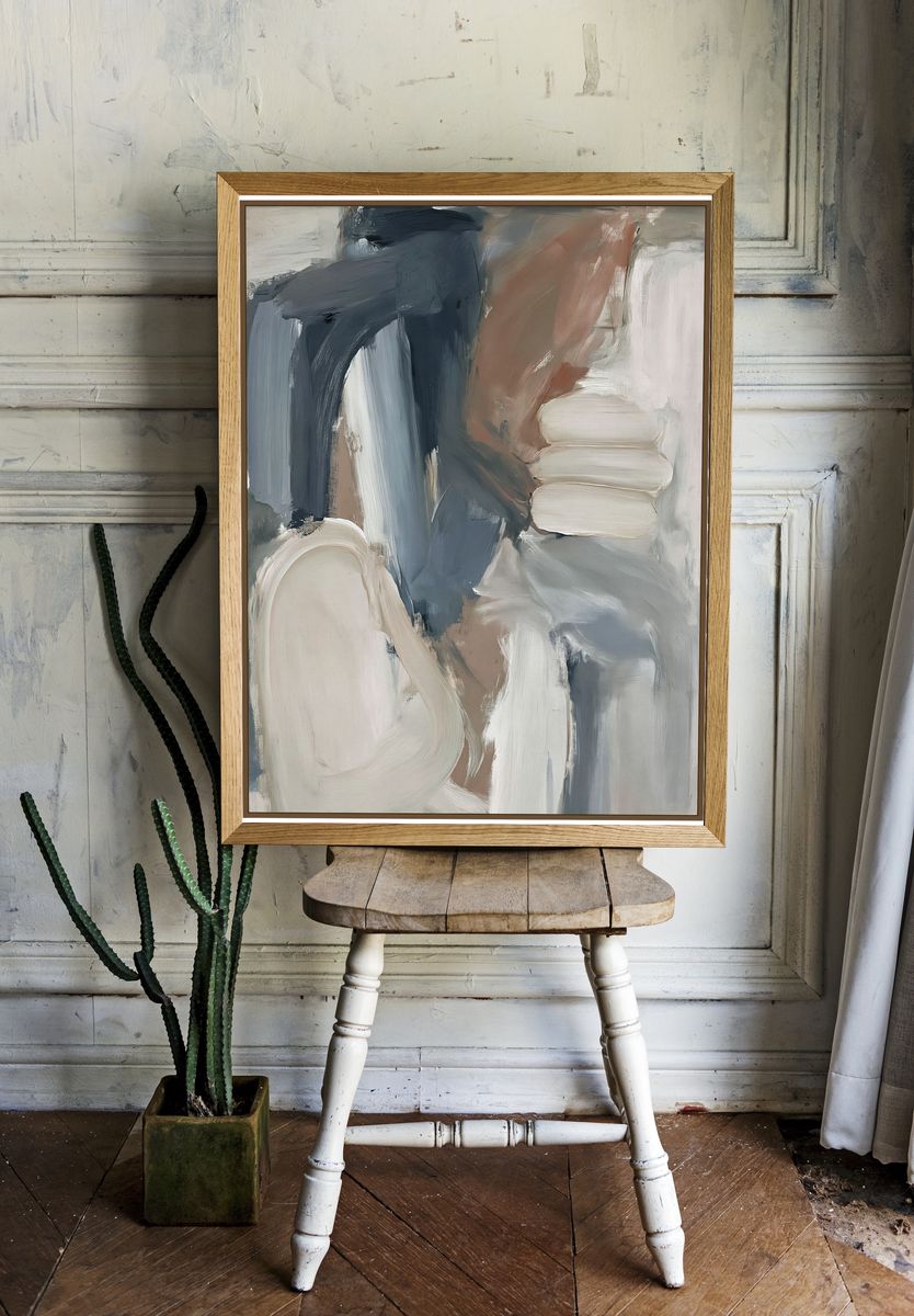Neutral Brushstroke Abstract Poster. — room view 1