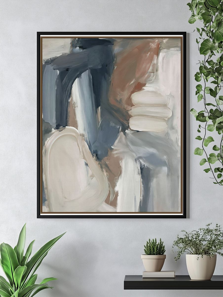 Neutral Brushstroke Abstract Poster. — room view 4