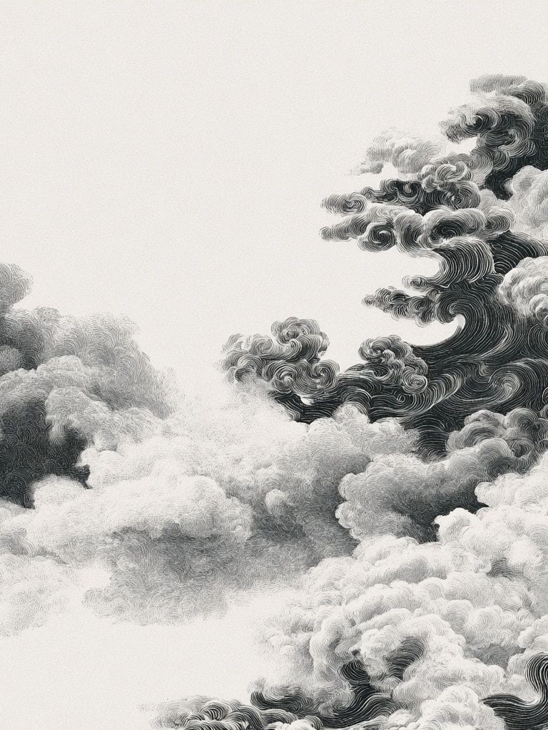 Monochrome Cloudscape Abstract Print. poster — abstract art