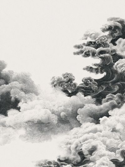 Monochrome Cloudscape Abstract Print. poster