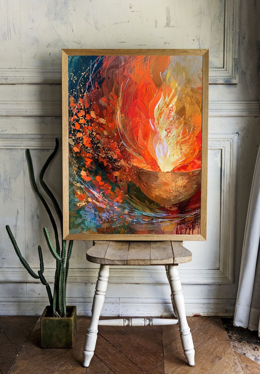 Fiery Abstract Flame Poster. room preview