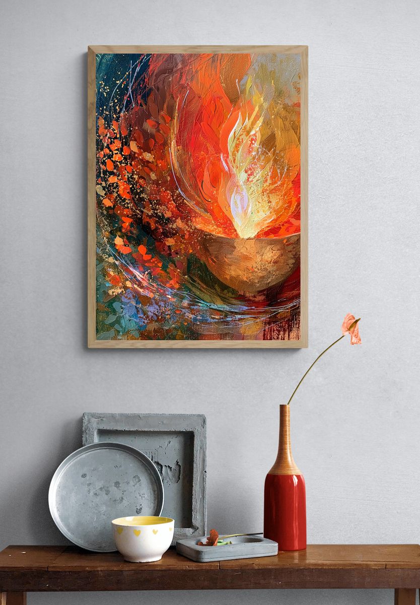 Fiery Abstract Flame Poster. — room view 3