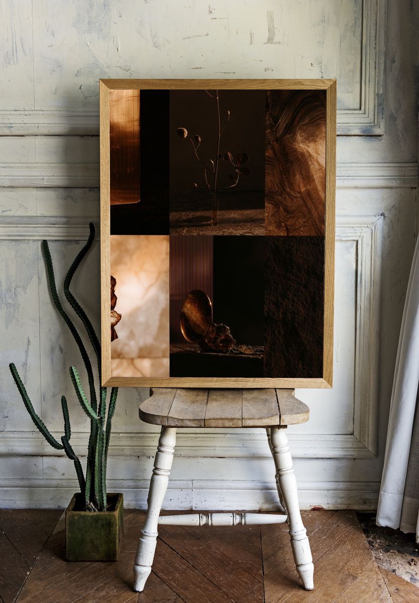Amber Textures Abstract Poster. — room view 1