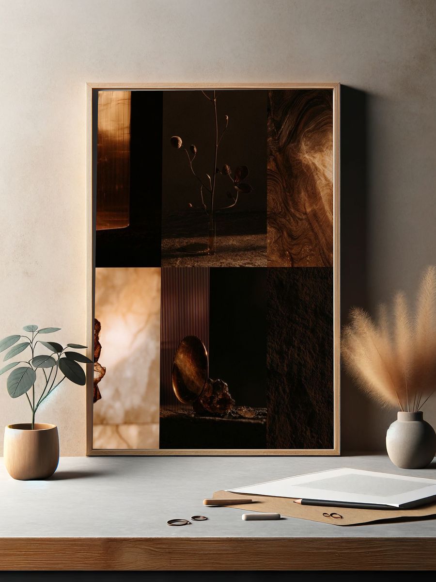 Amber Textures Abstract Poster. — room view 2