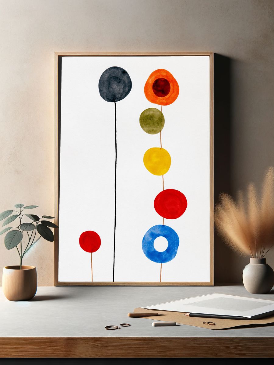 Modern Color Dots Abstract Poster. — room view 2