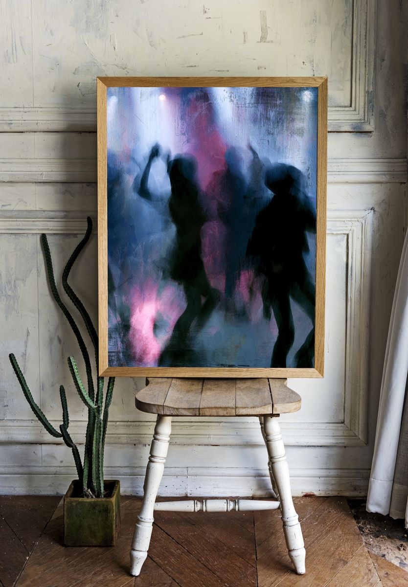 Neon Chevron Abstract Poster. room preview