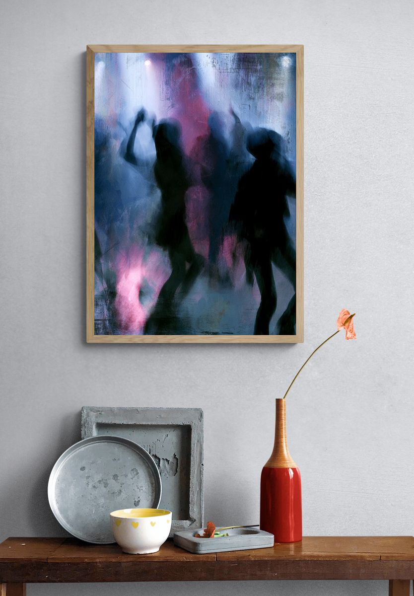 Neon Chevron Abstract Poster. — room view 3