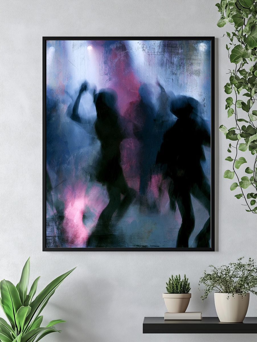 Neon Chevron Abstract Poster. — room view 4