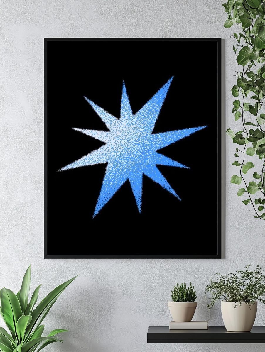 Blue Starburst Abstract Poster. — room view 4