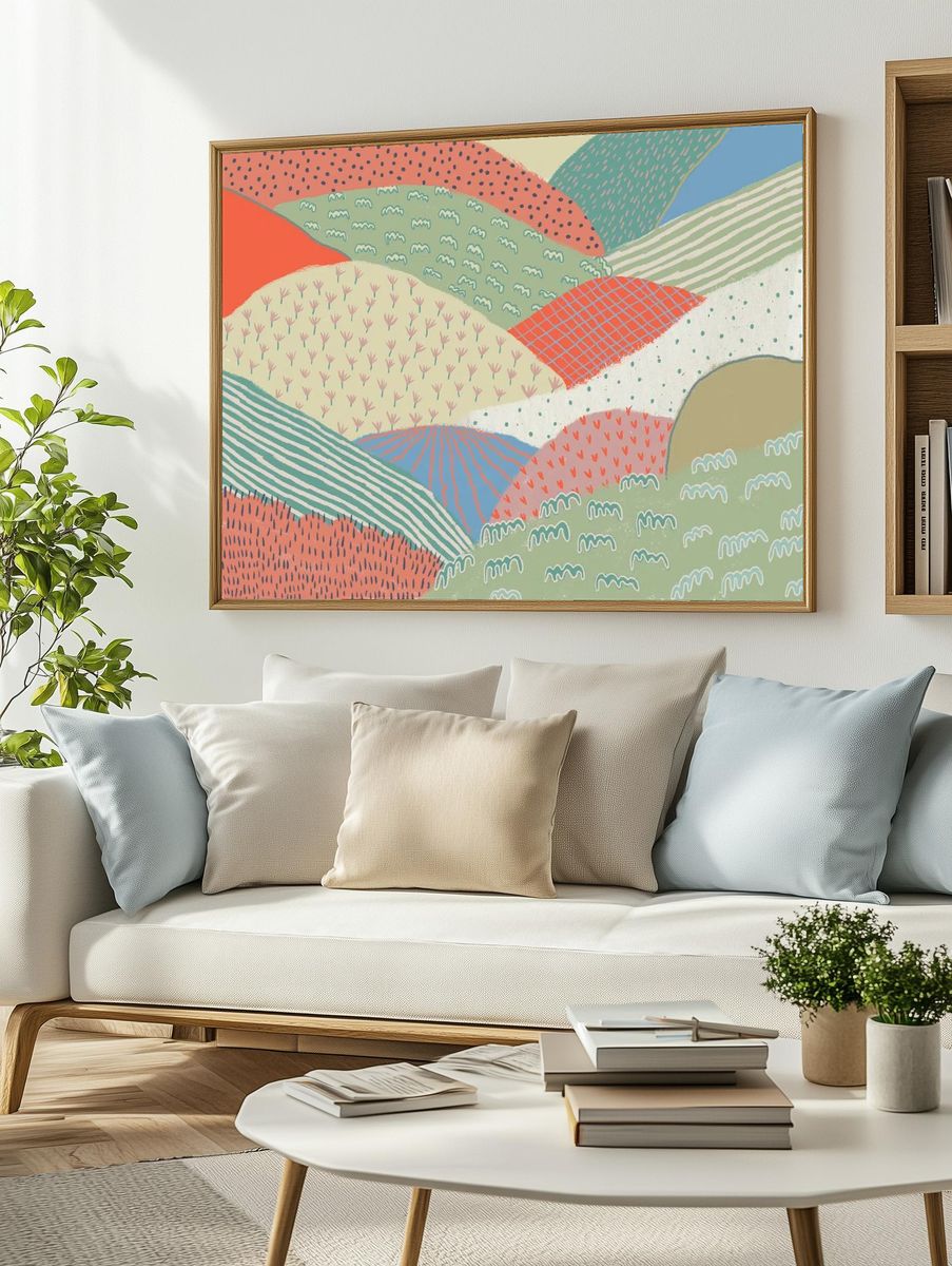 Abstract landscape background illustration. — room view 2