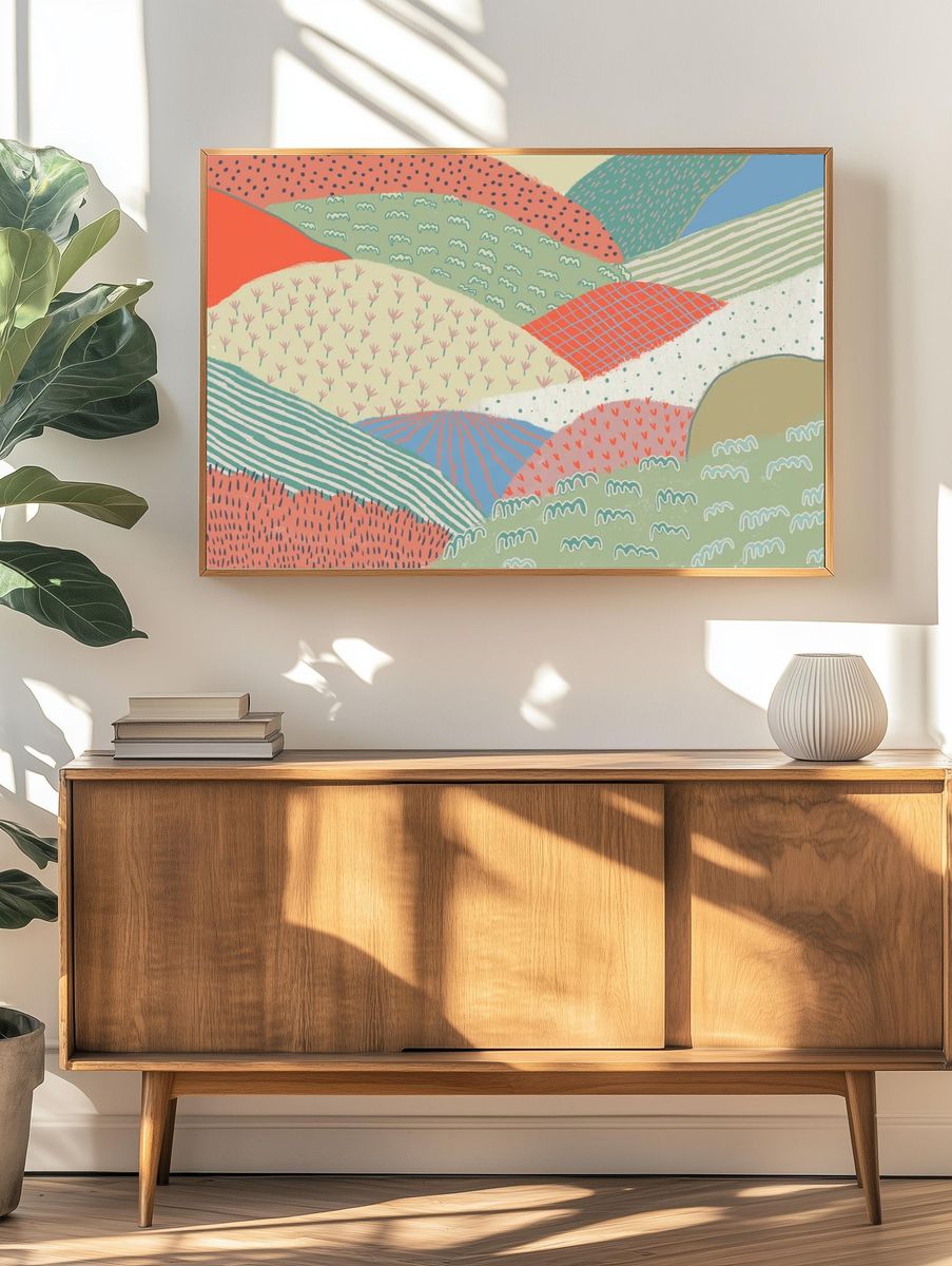 Abstract landscape background illustration. — room view 3