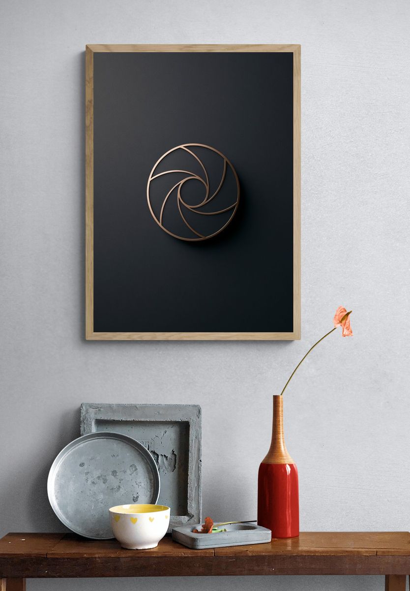 Copper Spiral Abstract Poster. — room view 3