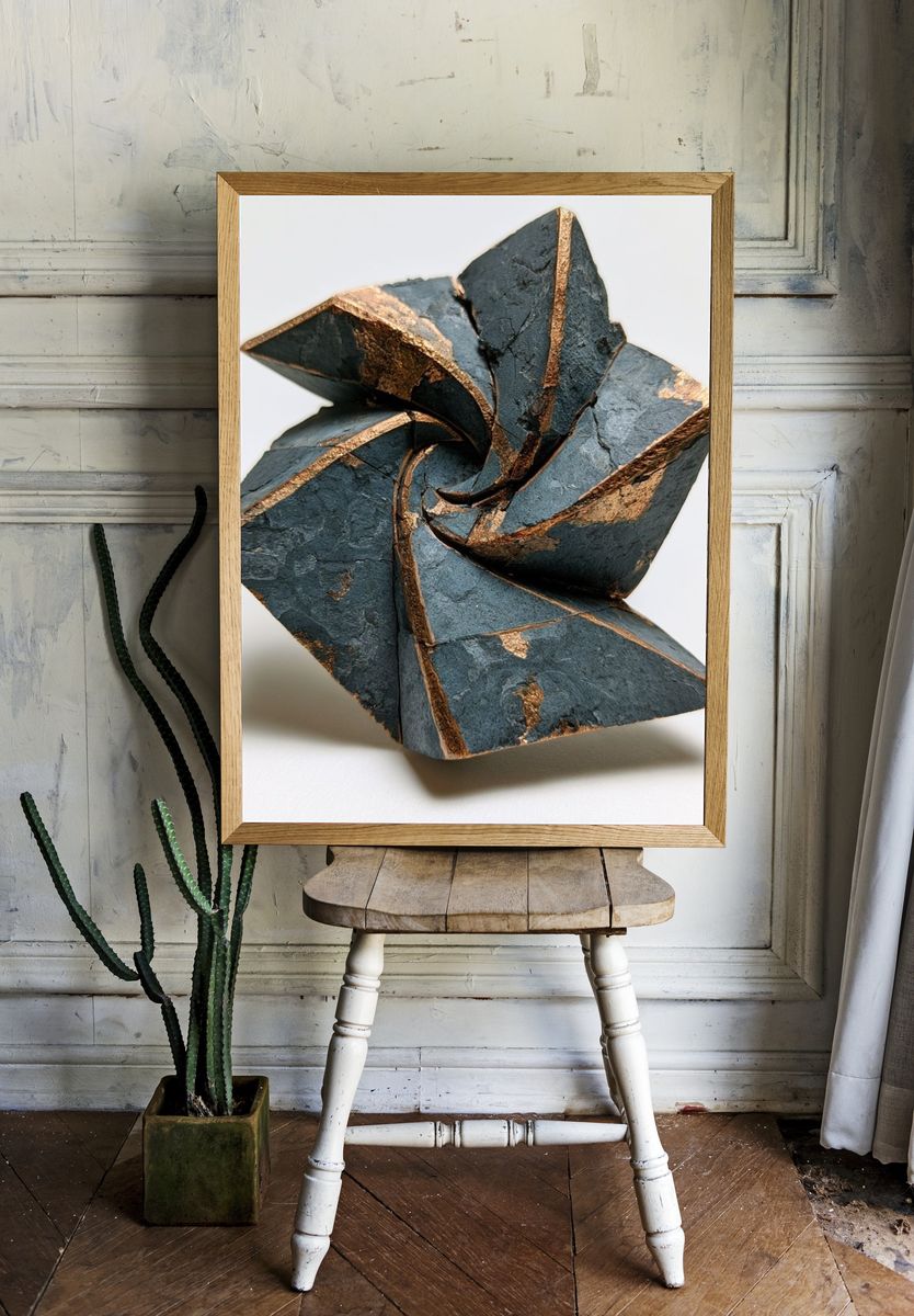 Geometric Stone Sculpture Abstract Poster. — room view 1