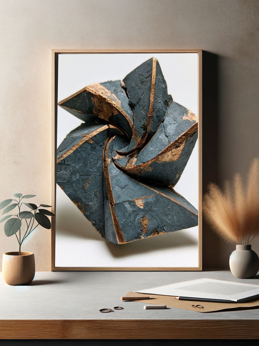 Geometric Stone Sculpture Abstract Poster. — room view 2
