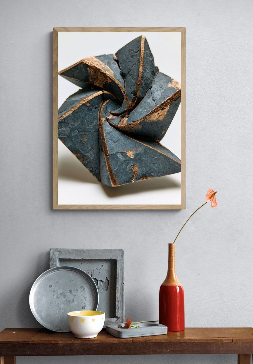 Geometric Stone Sculpture Abstract Poster. — room view 3