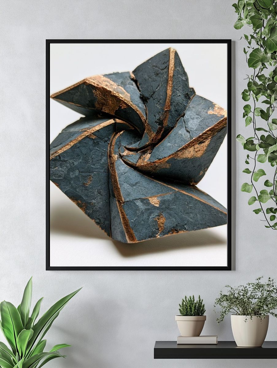 Geometric Stone Sculpture Abstract Poster. — room view 4