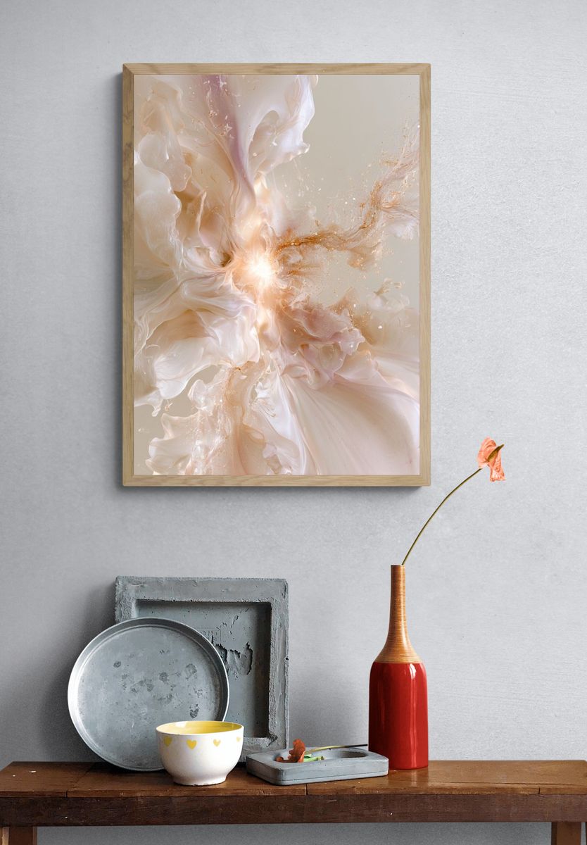 Pearl Bloom Abstract Poster. — room view 3