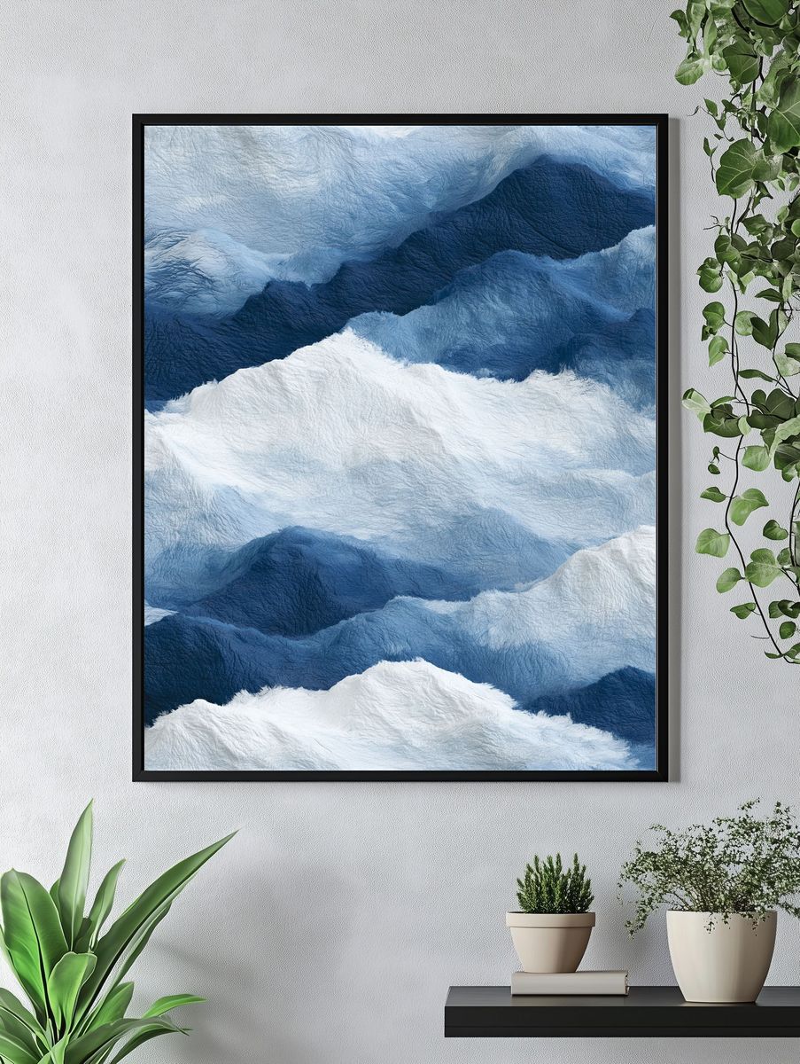 Blue Mountain Clouds Abstract Print. — room view 4