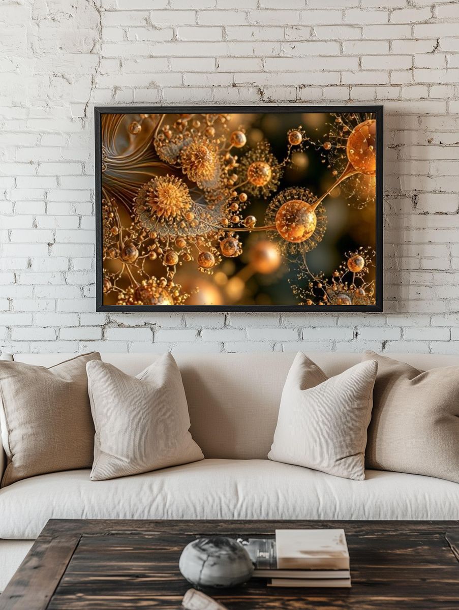 Golden Abstract Orbital Poster. room preview