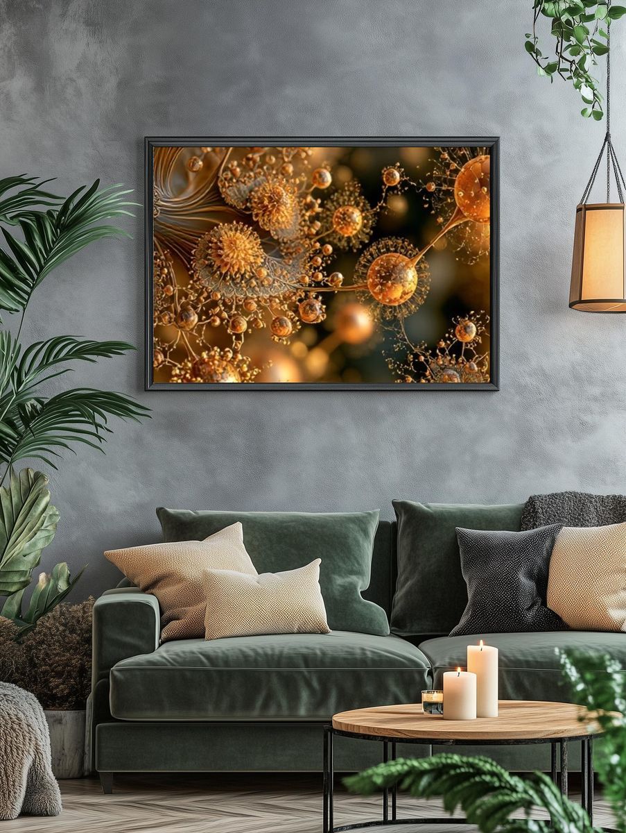 Golden Abstract Orbital Poster. — room view 4