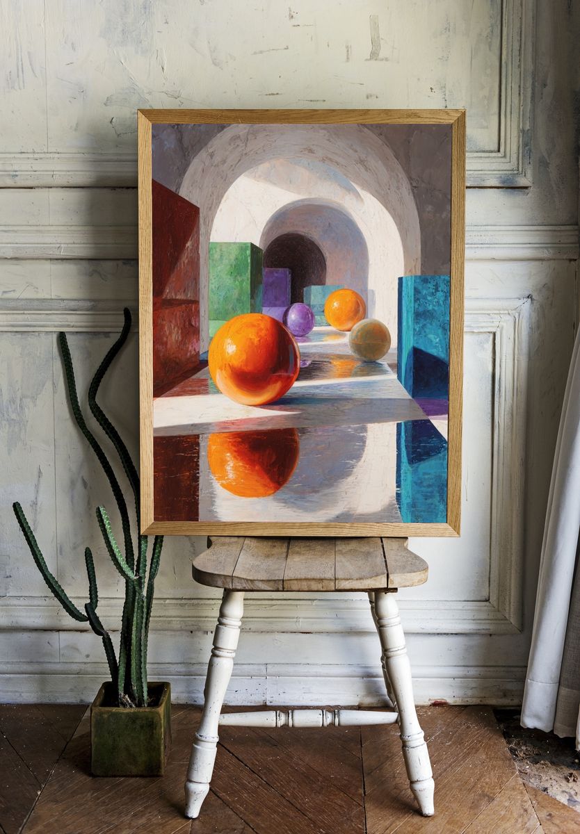 Geometric Spheres Abstract Print. room preview